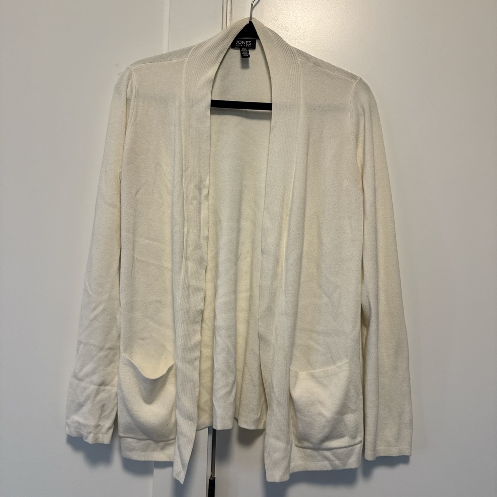 Jones New York Ivory Open Cardigan